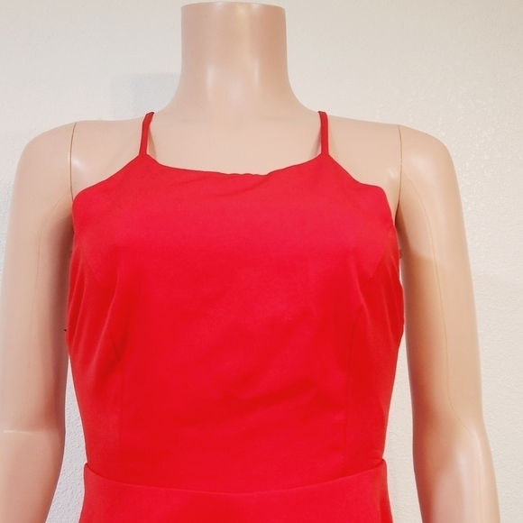 LULUS Good Deeds Red Lace-Up Dress Size S - Picture 3 of 13